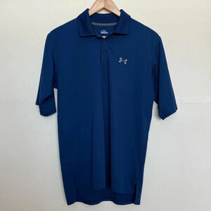 Men’s Under Armour Blue HeatRush Golf Polo Activewear Shirt Size Small